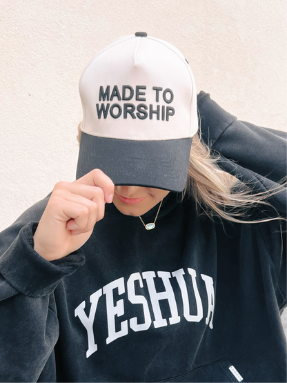 Black/Cream Embroidered Made to Worship Hat